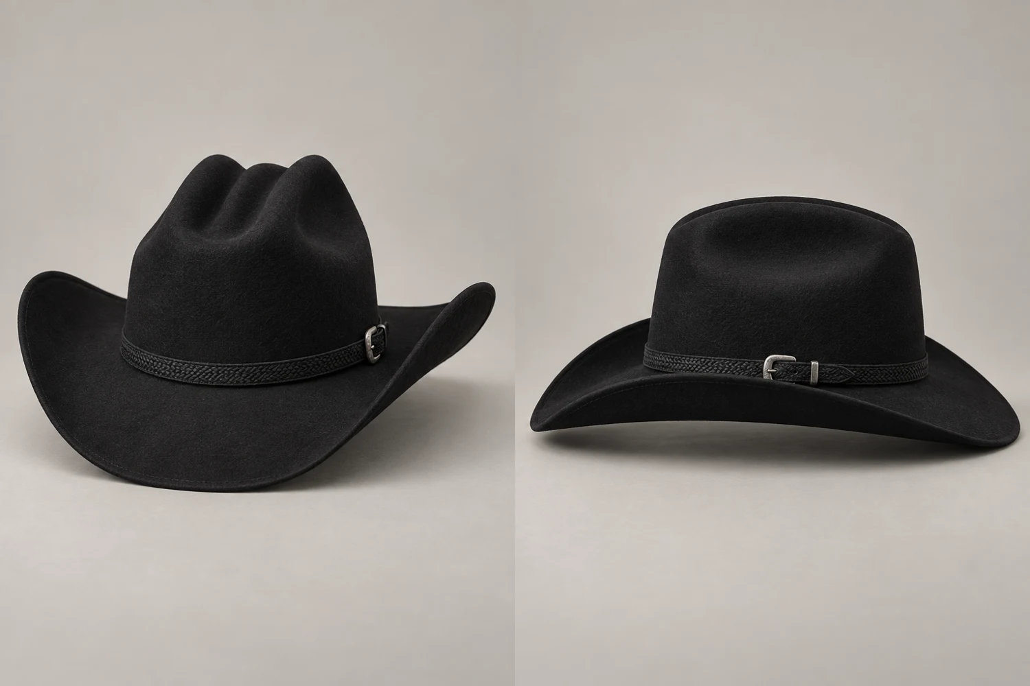 Black Black Mesa Felt Cowboy Hat, front and side views