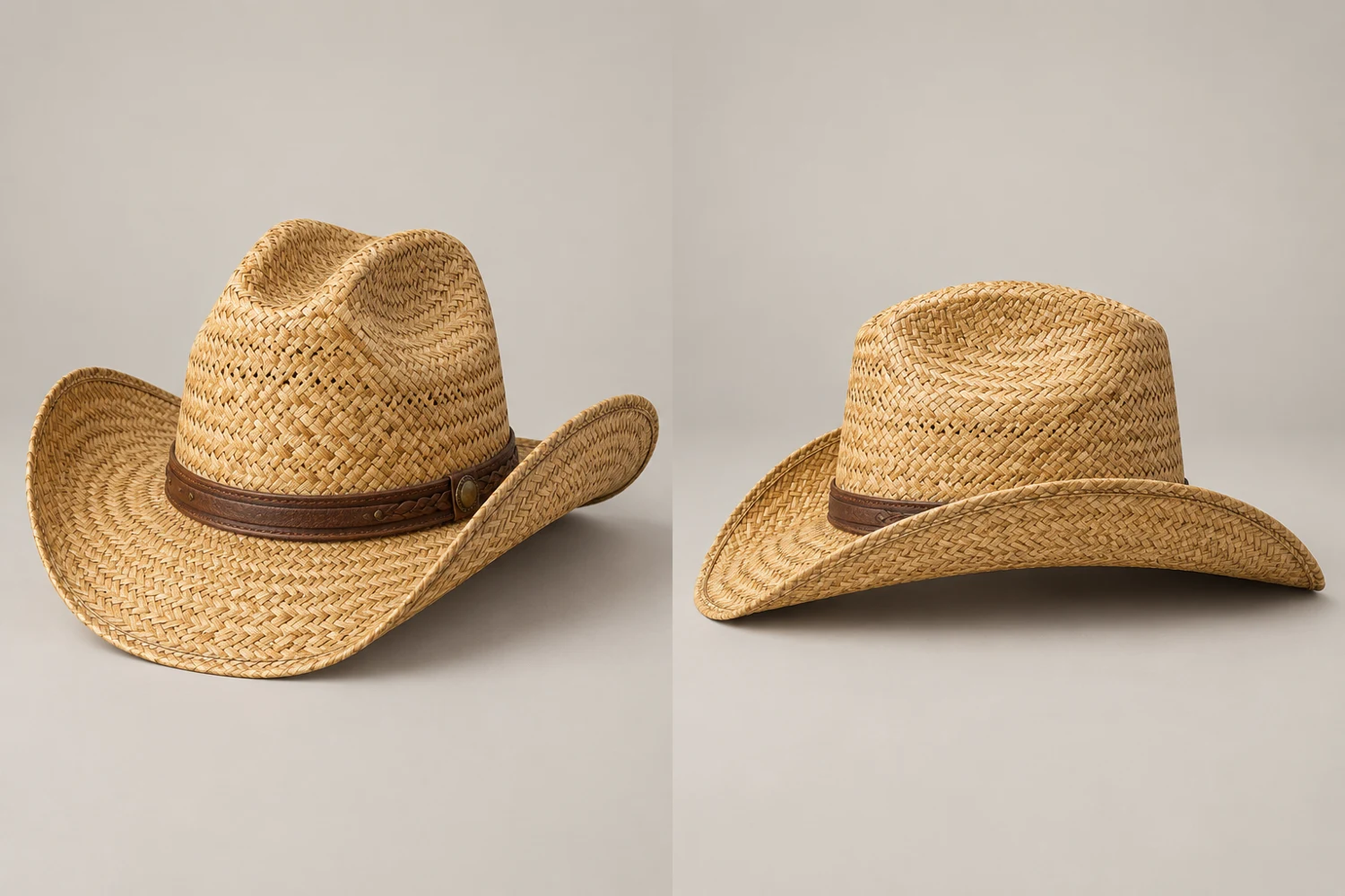 Golden Wheat Golden Range Straw Cowboy Hat, front and side views